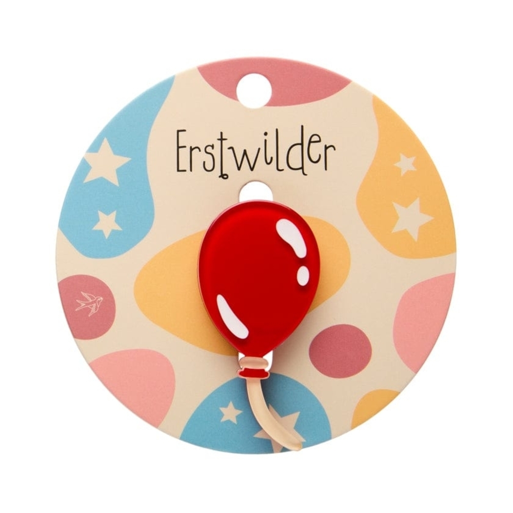 Erstwilder Red Balloon Brooch. Balloon Simplified Mini Brooch